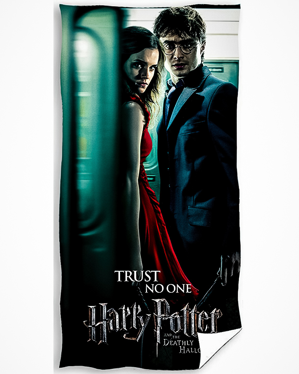 Dětská plážová osuška HARRY POTTER NIKOMU NEVĚŘ, zeleno-černá, froté, 70x140cm