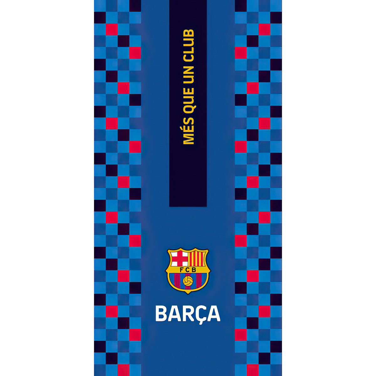 Fotbalová plážová osuška FC BARCELONA SPORTS, modrá kostkovaná, froté, 70x140cm