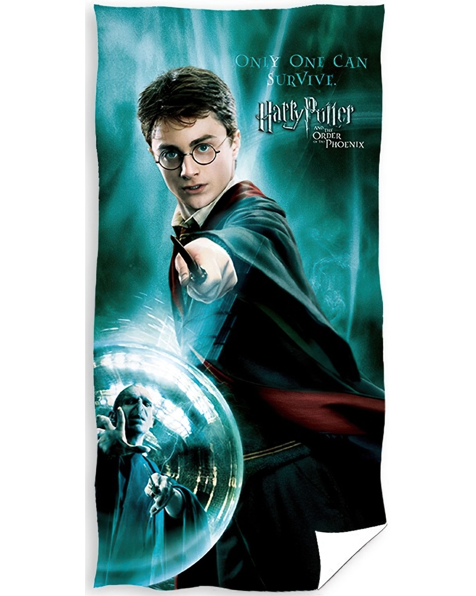 Dětská plážová osuška HARRY POTTER JEDEN MŮŽE PŘEŽÍT, zeleno-černá, froté, 70x140cm