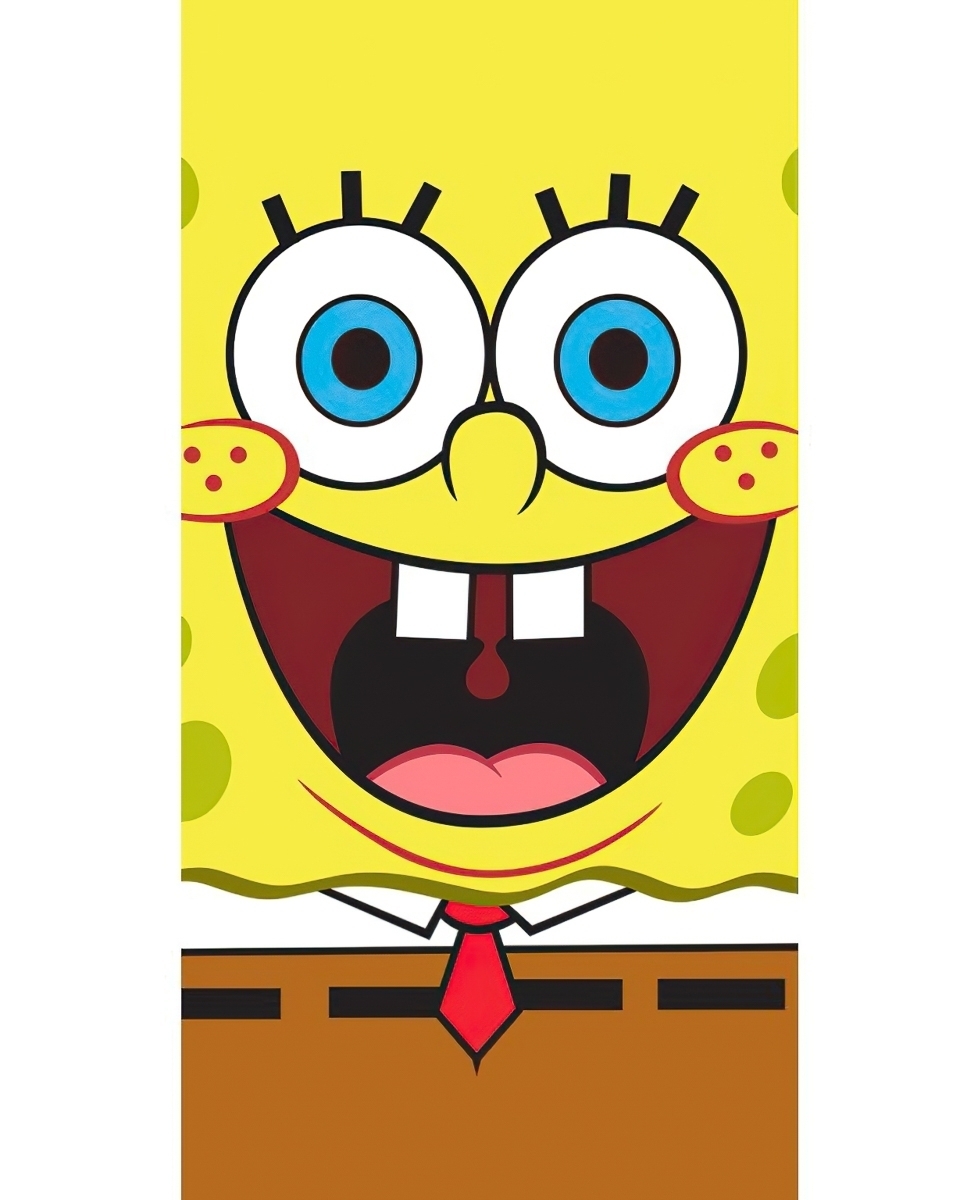 Dětská plážová osuška SPONGEBOB FACE, žlutá, froté, 70x140cm