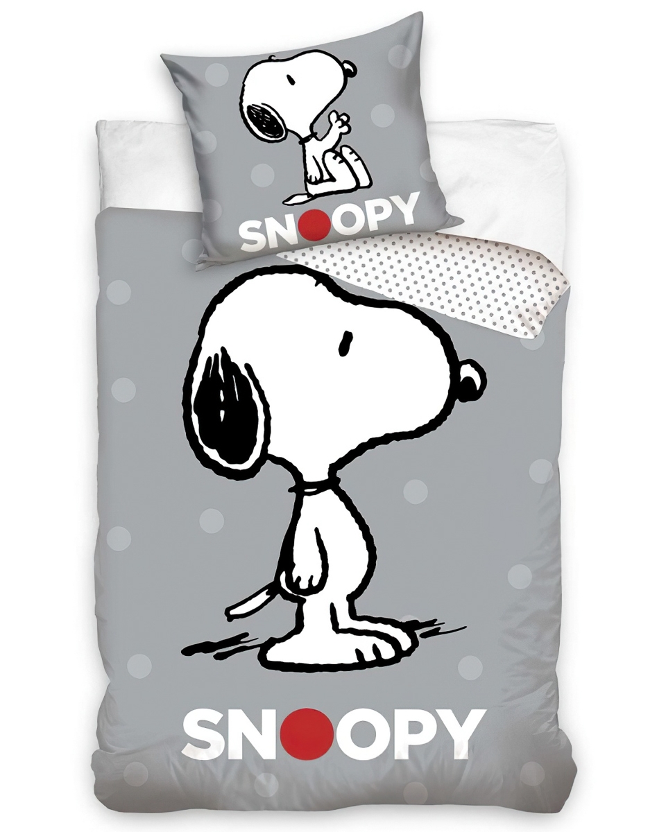 Dětské povlečení SNOOPY GREY, šedá, bavlna hladká, 140x200cm + 70x90cm