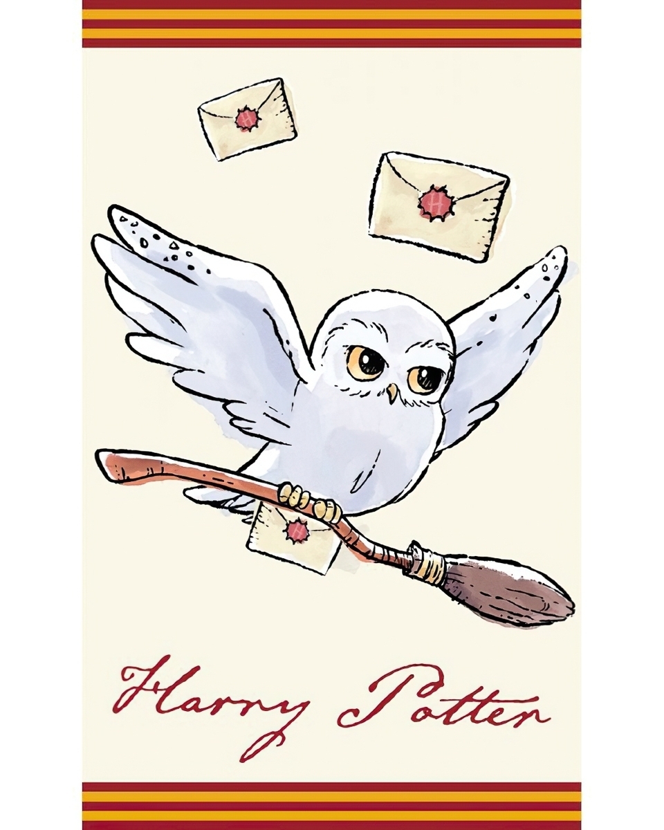 Dětský froté ručník HARRY POTTER SOVA HEDVIKA, béžový, digitál, 30x50cm