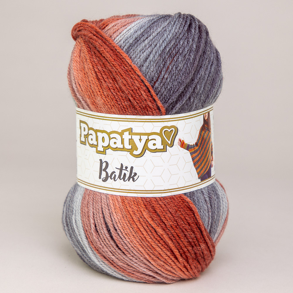 Pletací příze PAPATYA BATIK 554-44 rezavo-šedá, melírovaná, 100g/360m